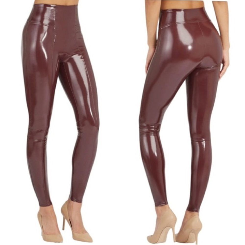 SPANX Shiny Burgundy Leggings
